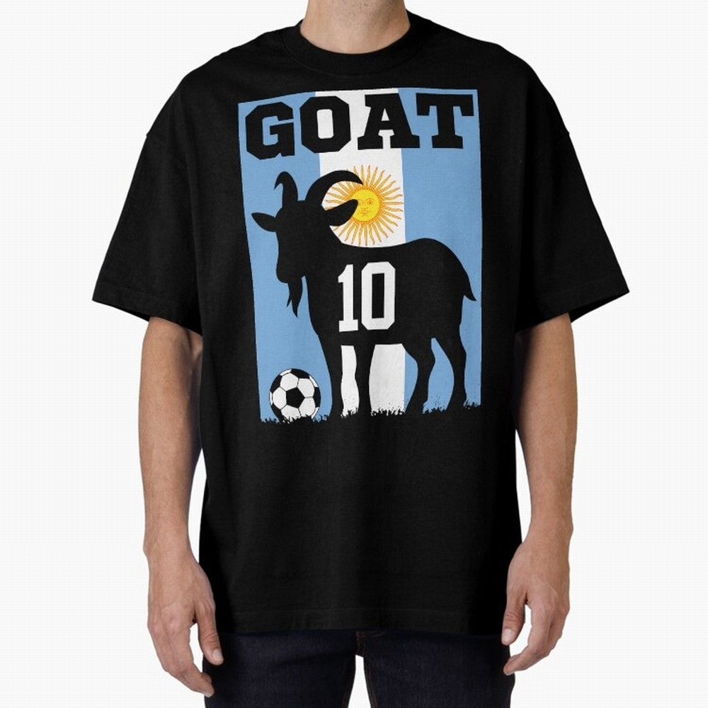 Argentina World Cup 2026 The Goat 10 Oversized T-Shirt Celebrate FIFA World Cup 2026 Spirit, with Portugal, Spain and Germany, Haaland, Game Day Rituals, Football Legends, Country Pride and the Road to the Final; Great for Watch Parties, Sports