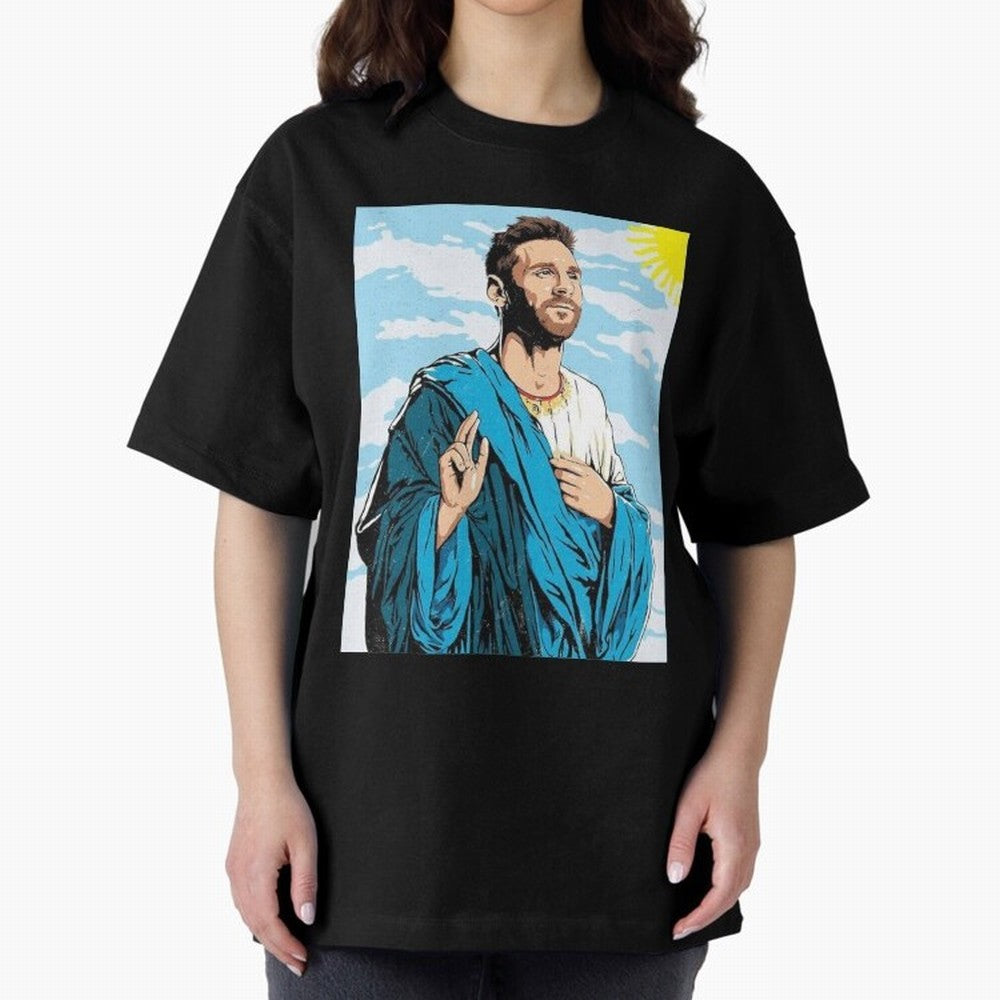 messi god Oversized T-Shirt Bring a Vintage Feel to Match Day Hype around FIFA World Cup 2026 Group Stage, Haaland, England, Stadium Chants, National Pride, Trophy Dreams and Unforgettable Football Memories; Ideal for Passionate Fans Who Love