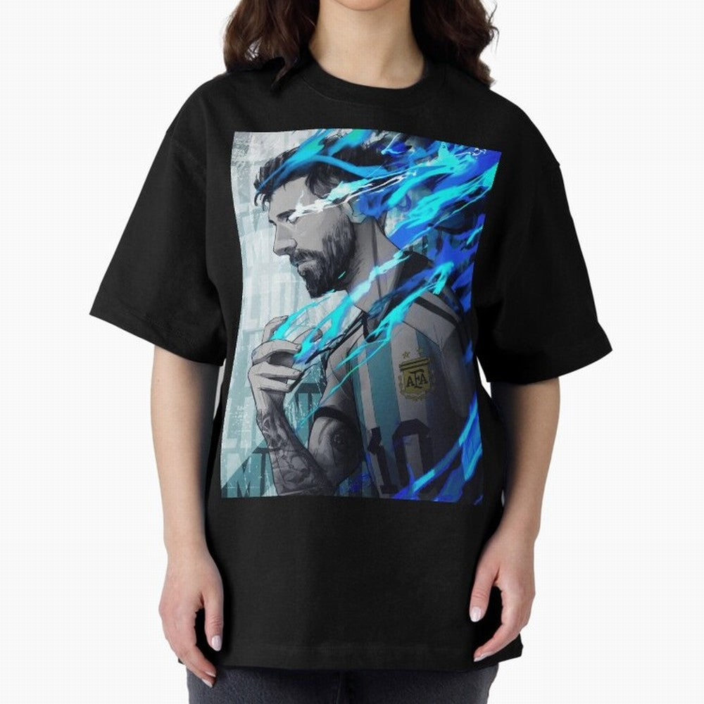 LIONEL MESSI NEW GOAL CELEBRATION ILLUSTRATION 2023 2024 Oversized T-Shirt Make Your Look Match FIFA World Cup 2026 for Fans of Messi, Neymar and Mbappe and Brazil, Bringing Champion Mindset, Group Stage Buzz, Knockout Tension and Passionate Fan