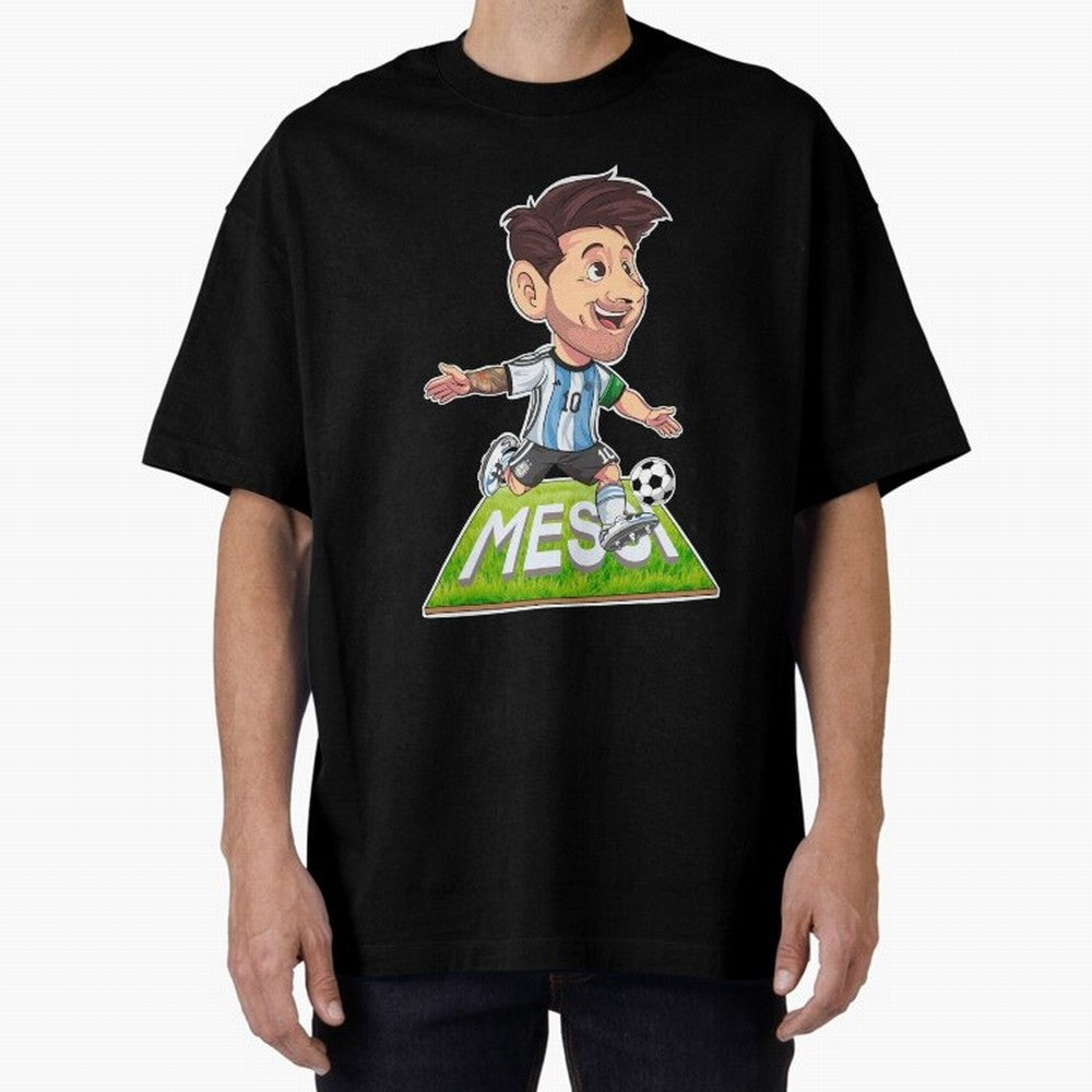 Lionel MESSI Oversized T-Shirt Feel the Trophy Chase of Match Day Hype around FIFA World Cup 2026, Neymar, Haaland and Cristiano Ronaldo, Brazil, Goal Celebration Energy, Supporter Heritage, Football Icons and Worldwide Tournament Joy; Made for Die