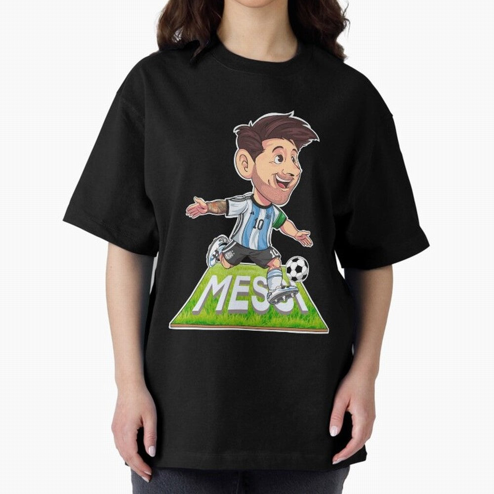 Lionel MESSI Oversized T-Shirt Feel the Trophy Chase of Match Day Hype around FIFA World Cup 2026, Neymar, Haaland and Cristiano Ronaldo, Brazil, Goal Celebration Energy, Supporter Heritage, Football Icons and Worldwide Tournament Joy; Made for Die
