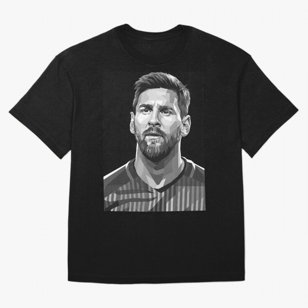 Messi grayscale Oversized T-Shirt Honor Football Greatness during Global Football Passion for FIFA World Cup 2026, Highlighting Cristiano Ronaldo, Haaland and CR7, France, Sports Nostalgia, International Competition, Famous Players and