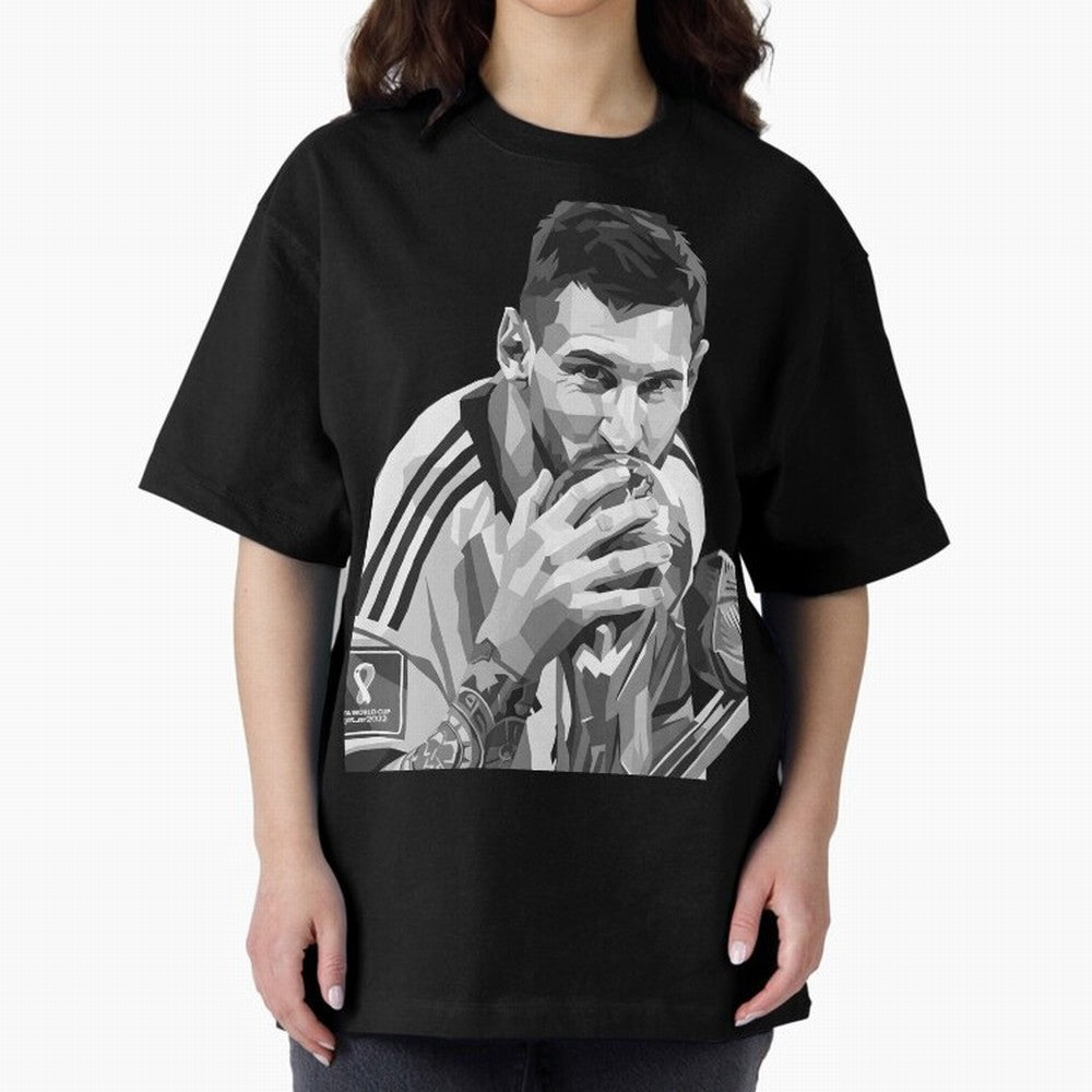 Messi grayscale Oversized T-Shirt Build FIFA World Cup 2026 Group Stage Centered on Cristiano Ronaldo, England and Germany Energy, Game Day Rituals, Football Legends, Country Pride and the Road to the Final; Made for Collectors Who Enjoy Iconic