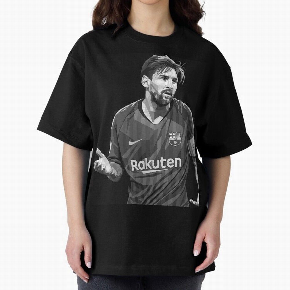 Messi grayscale Oversized T-Shirt Cheer through Every Moment of the FIFA World Cup 2026 USA Canada Mexico Journey through Neymar, Haaland and Cristiano Ronaldo Highlights, Portugal Pride, Match Day Excitement, Supporter Culture, Golden Goals and