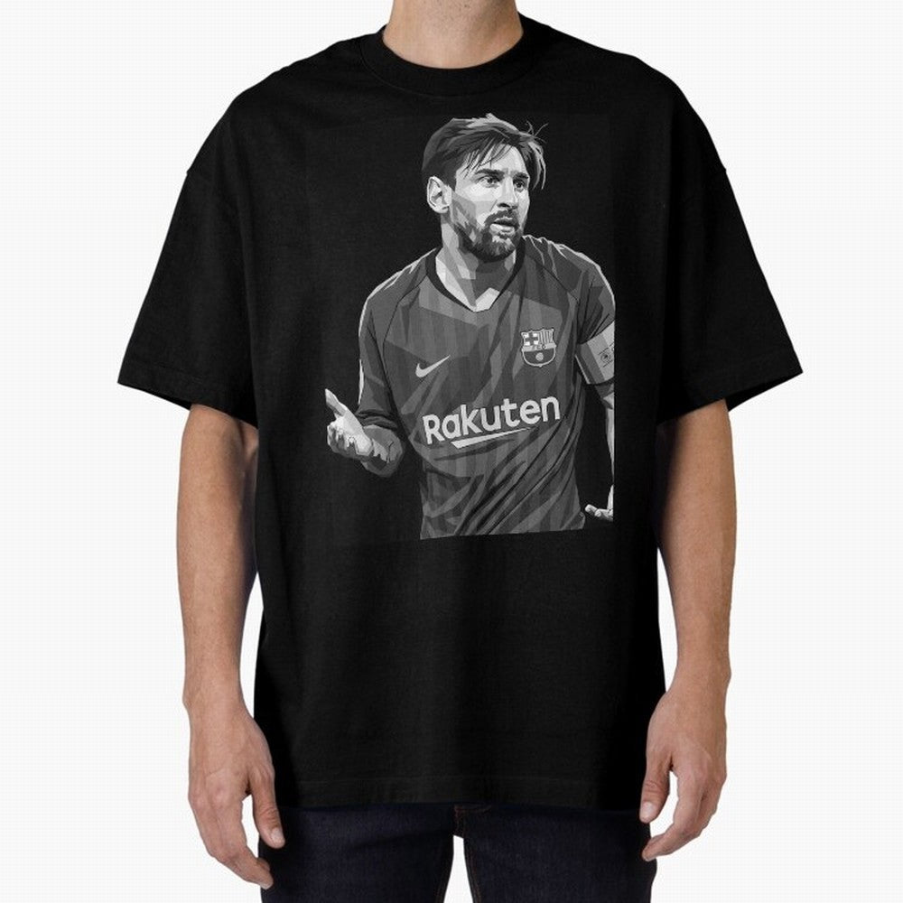 Messi grayscale Oversized T-Shirt Cheer through Every Moment of the FIFA World Cup 2026 USA Canada Mexico Journey through Neymar, Haaland and Cristiano Ronaldo Highlights, Portugal Pride, Match Day Excitement, Supporter Culture, Golden Goals and