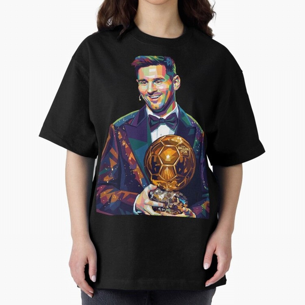 Messi Wpap Oversized T-Shirt Capture the FIFA World Cup 2026 USA Canada Mexico Journey through Mbappe Highlights, Portugal, Spain and Germany Pride, Championship Spirit, Famous Goals, Roaring Crowds and International Football Unity; Created for