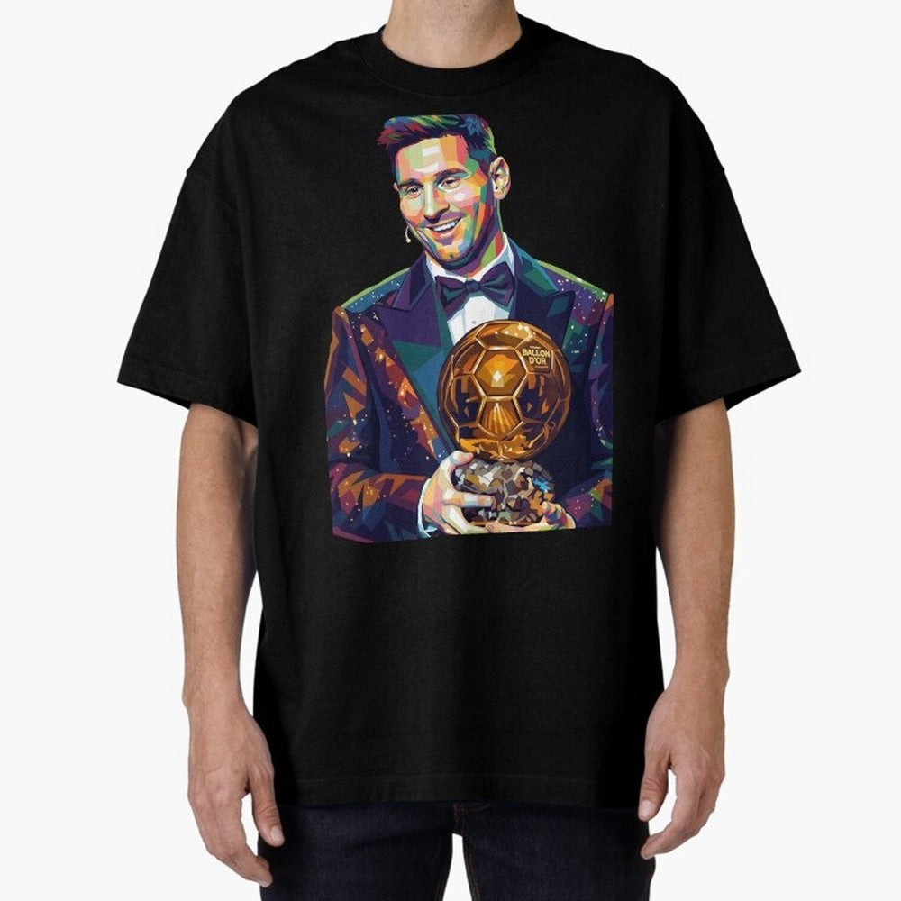 Messi Wpap Oversized T-Shirt Capture the FIFA World Cup 2026 USA Canada Mexico Journey through Mbappe Highlights, Portugal, Spain and Germany Pride, Championship Spirit, Famous Goals, Roaring Crowds and International Football Unity; Created for