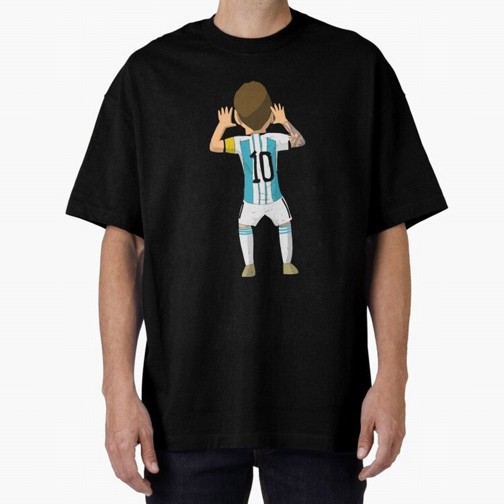Cartoon Illustration Messi vs Netherlands World Cup Qatar 2022 Classic T-Shirt Show Support during Global Football Passion for FIFA World Cup 2026, Driven by Cristiano Ronaldo, Argentina and Brazil, Championship Spirit, Famous Goals, Roaring Crowds