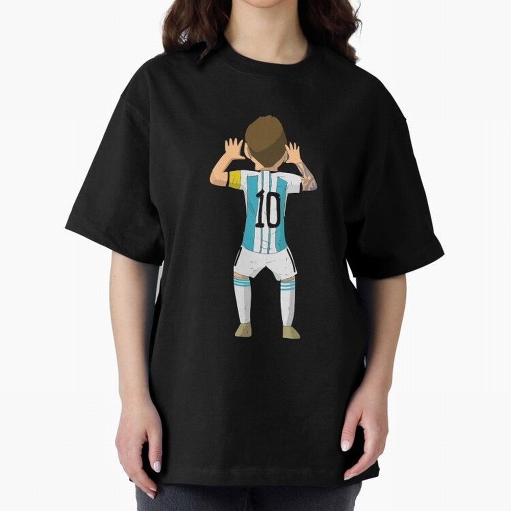 Cartoon Illustration Messi vs Netherlands World Cup Qatar 2022 Classic T-Shirt Show Support during Global Football Passion for FIFA World Cup 2026, Driven by Cristiano Ronaldo, Argentina and Brazil, Championship Spirit, Famous Goals, Roaring Crowds