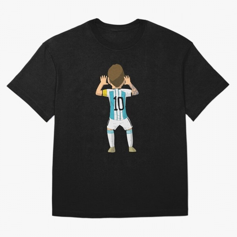 Cartoon Illustration Messi vs Netherlands World Cup Qatar 2022 Classic T-Shirt Show Support during Global Football Passion for FIFA World Cup 2026, Driven by Cristiano Ronaldo, Argentina and Brazil, Championship Spirit, Famous Goals, Roaring Crowds
