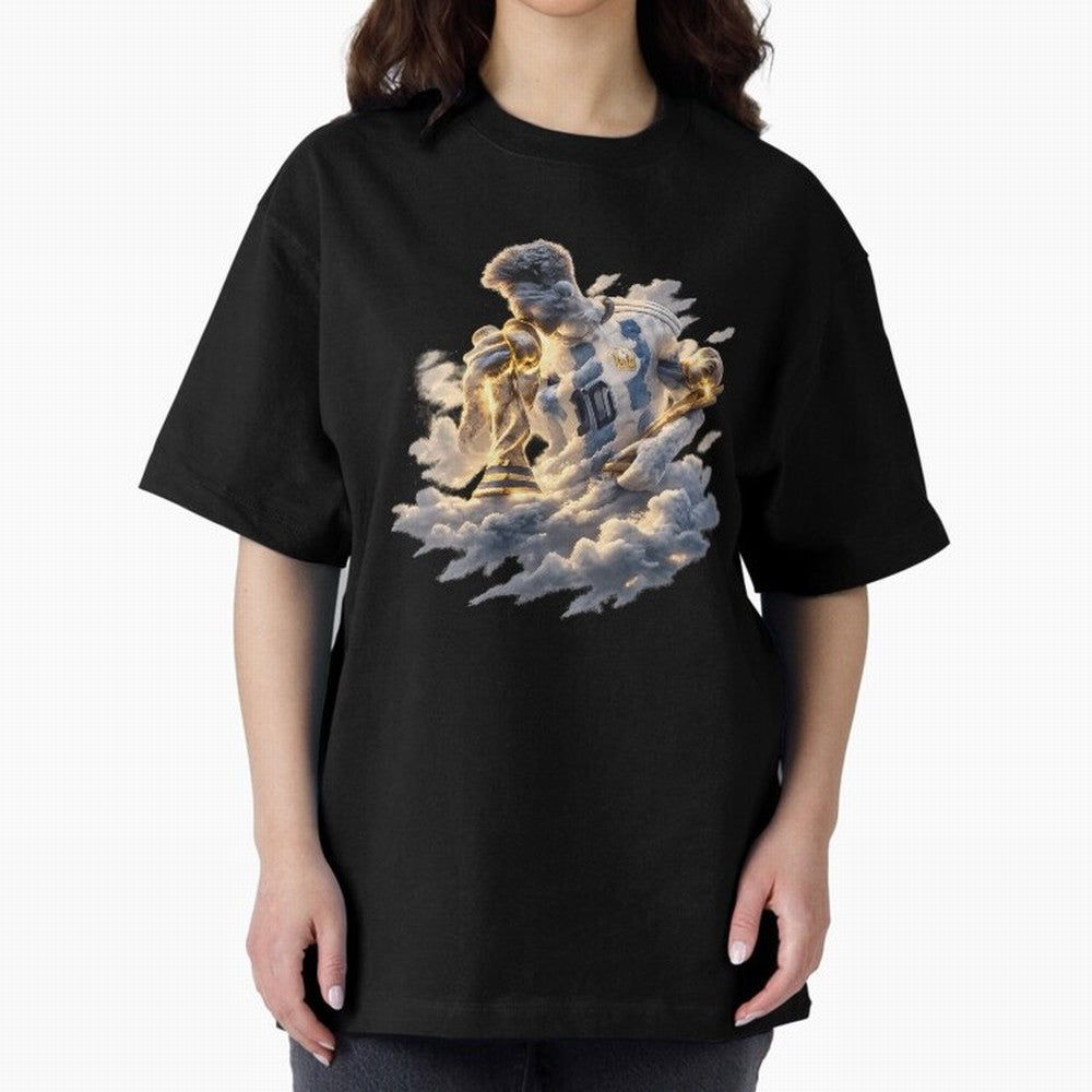 Lionel Messi ¨C Divine Number 10 Oversized T-Shirt Elevate the FIFA World Cup 2026 Journey through Messi and Cristiano Ronaldo Highlights, France and Portugal Pride, Retro Football Energy, Iconic Rivalries, Trophy Chase Drama and Stadium