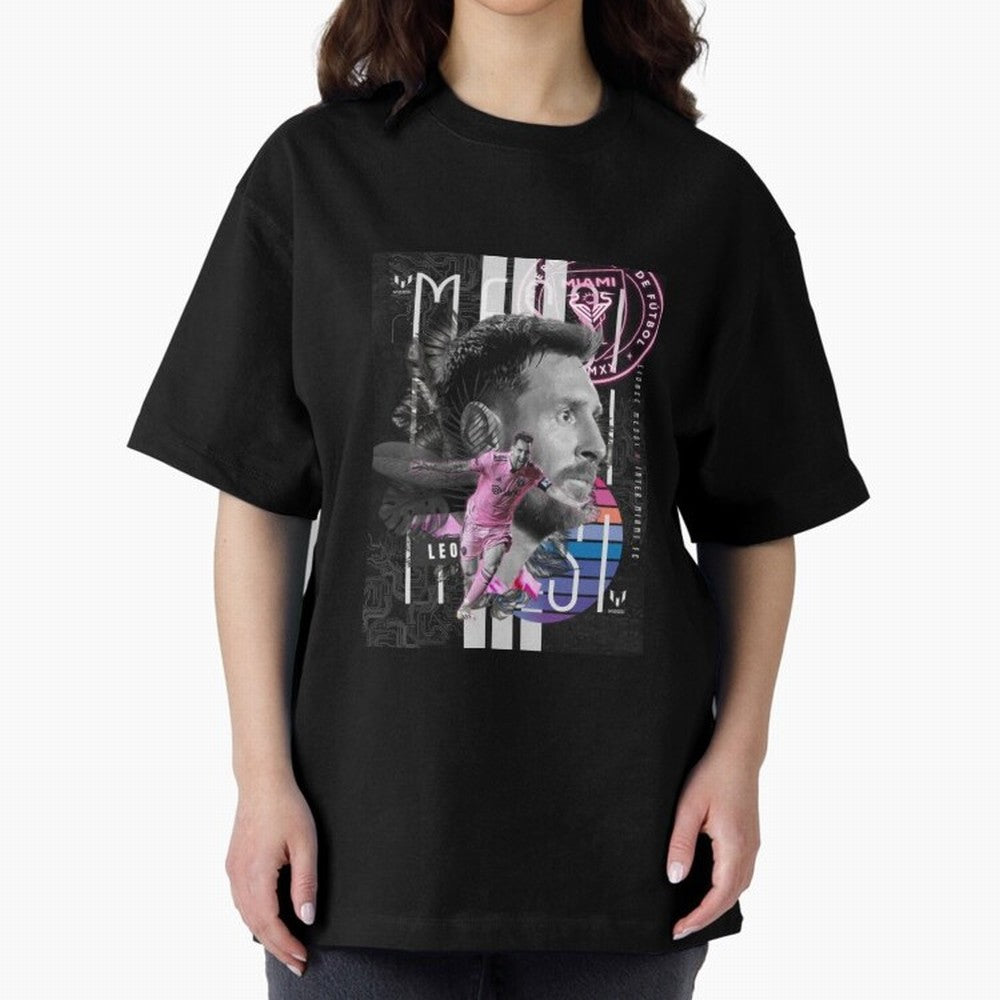Inter Miami FC Messi Oversized T-Shirt Celebrate Global Passion for FIFA World Cup 2026 USA Canada Mexico for Fans of Neymar, Haaland and Cristiano Ronaldo and England, Bringing Retro Football Energy, Iconic Rivalries, Trophy Chase Drama and