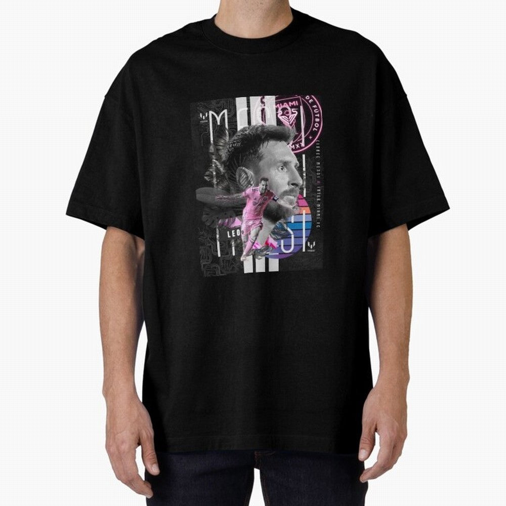 Inter Miami FC Messi Oversized T-Shirt Celebrate Global Passion for FIFA World Cup 2026 USA Canada Mexico for Fans of Neymar, Haaland and Cristiano Ronaldo and England, Bringing Retro Football Energy, Iconic Rivalries, Trophy Chase Drama and