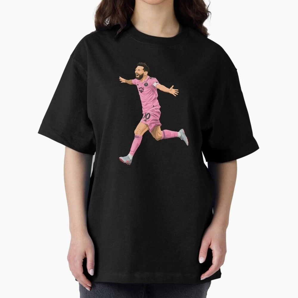 Lionel Messi celebration Oversized T-Shirt Bring Trophy Dreams to Global Football Passion for FIFA World Cup 2026 USA Canada Mexico, Celebrating CR7, Argentina, France and Brazil, Stadium Memories, Football Loyalty, International Chants and