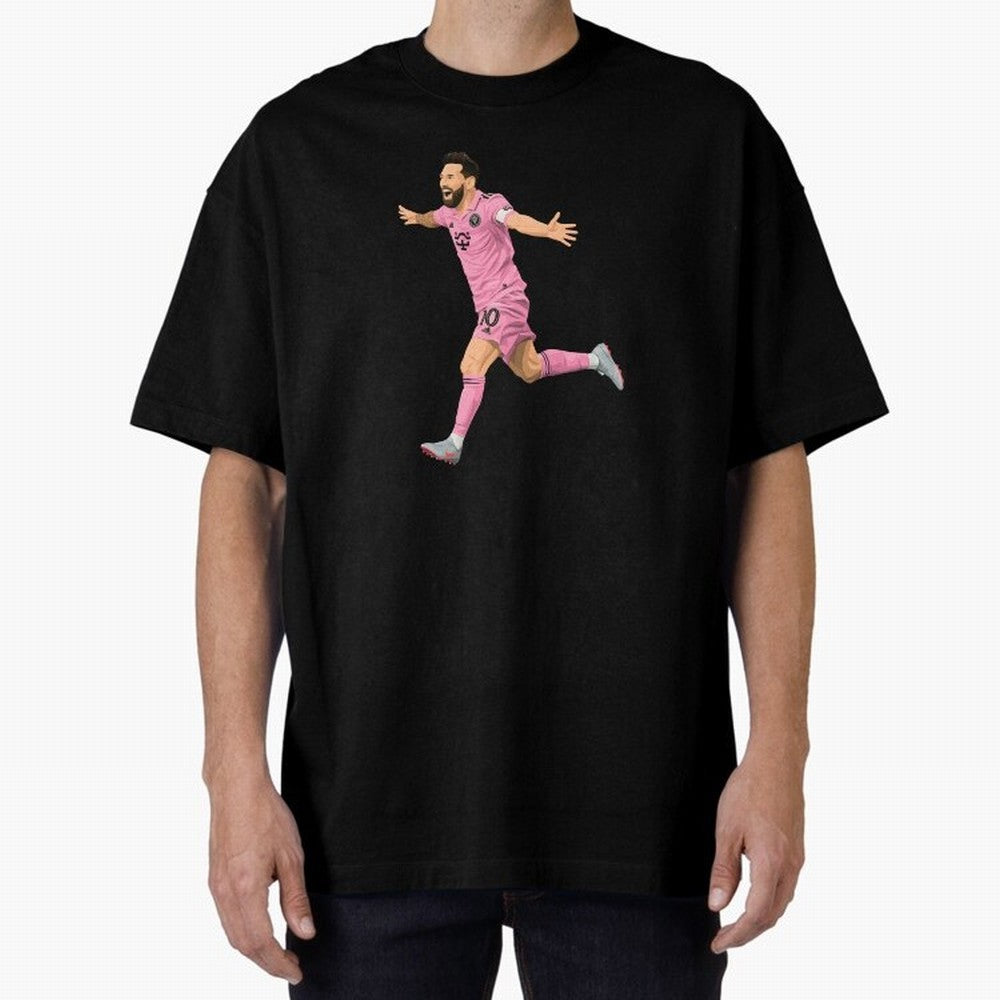 Lionel Messi celebration Oversized T-Shirt Bring Trophy Dreams to Global Football Passion for FIFA World Cup 2026 USA Canada Mexico, Celebrating CR7, Argentina, France and Brazil, Stadium Memories, Football Loyalty, International Chants and