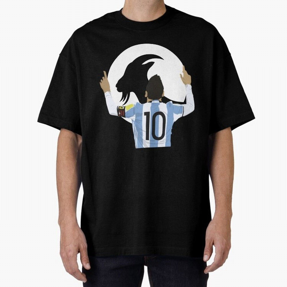 Lionel Messi Goat Oversized T-Shirt Honor Football Greatness during FIFA World Cup 2026 for Fans of Messi, Neymar and Mbappe and Netherlands, Bringing Classic Soccer Heritage, Championship Pressure, Fan Loyalty and International Pride; Made for