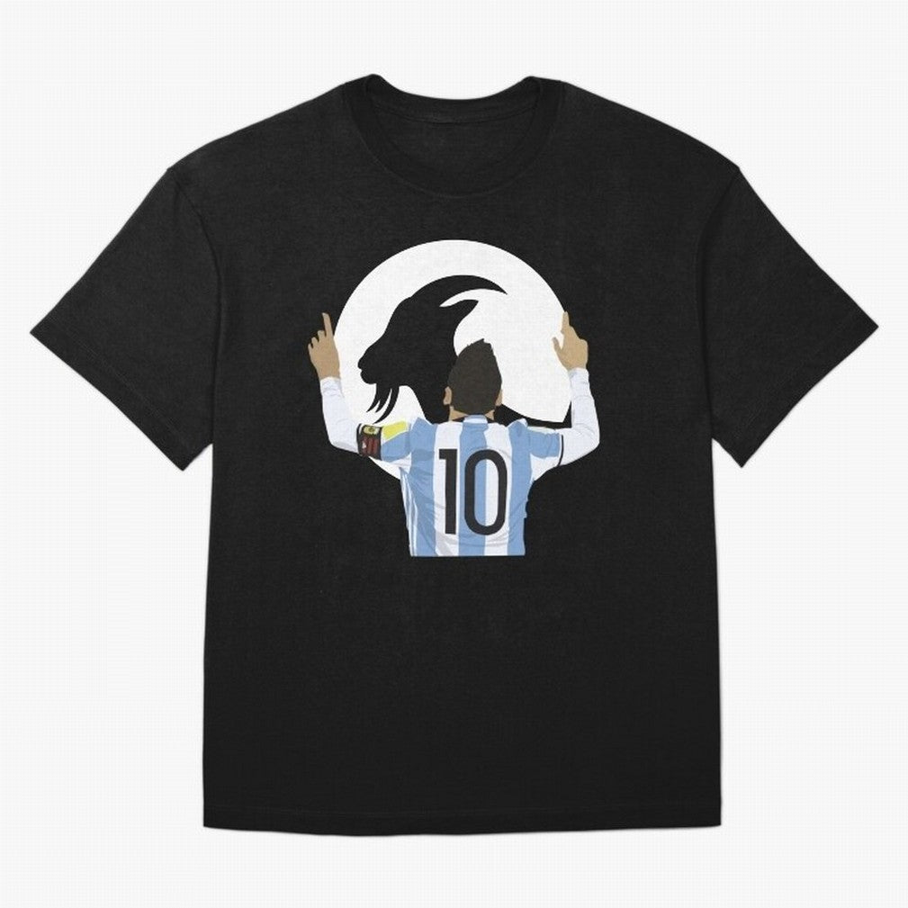 Lionel Messi Goat Oversized T-Shirt Honor Football Greatness during FIFA World Cup 2026 for Fans of Messi, Neymar and Mbappe and Netherlands, Bringing Classic Soccer Heritage, Championship Pressure, Fan Loyalty and International Pride; Made for
