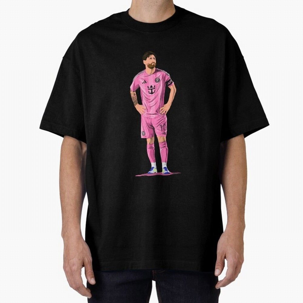 Lionel Messi Vector Oversized T-Shirt Follow the Road to FIFA World Cup 2026 USA Canada Mexico Highlighting Haaland, France Energy, Stadium Memories, Football Loyalty, International Chants and Championship Tradition; Ideal for Fans Who Follow