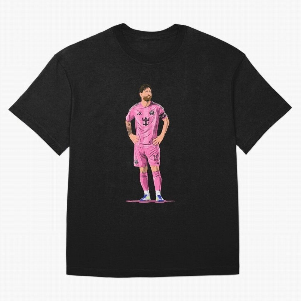 Lionel Messi Vector Oversized T-Shirt Follow the Road to FIFA World Cup 2026 USA Canada Mexico Highlighting Haaland, France Energy, Stadium Memories, Football Loyalty, International Chants and Championship Tradition; Ideal for Fans Who Follow