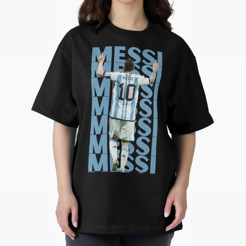 Lionel Messi | 10 | Argentina | Barcelona | Goat Oversized T-Shirt Show Your Stadium Side during FIFA World Cup 2026 USA Canada Mexico Capturing CR7, Spain Energy, Fan Favorite Moments, National Team Passion, Big Match Drama and Soccer History;