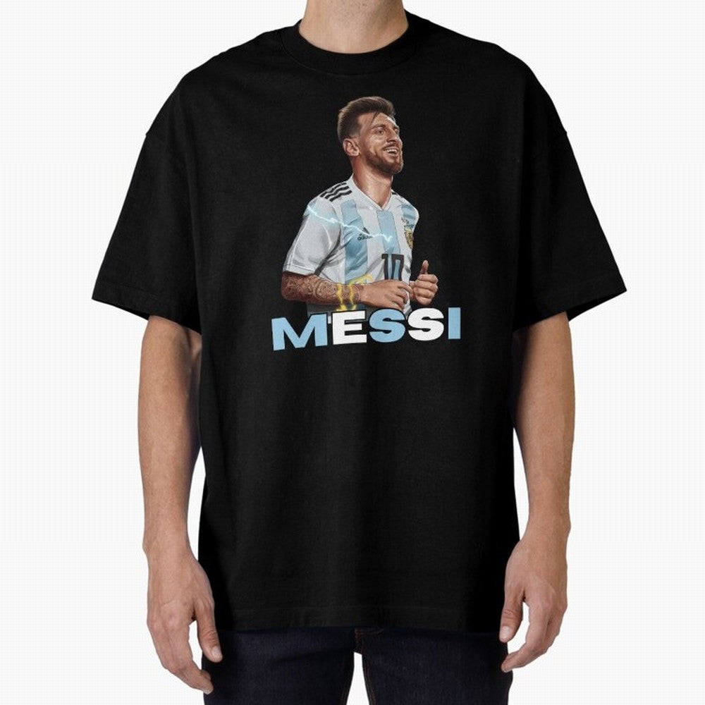 Lionel Messi Oversized T-Shirt Cheer for Match Day Hype around FIFA World Cup 2026, Messi and Cristiano Ronaldo, Brazil, Sports Nostalgia, International Competition, Famous Players and Unforgettable Victories; Great for Supporters Who Love