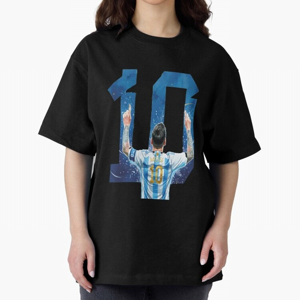 Messi 10 Argentina Oversized T-Shirt Show Fan Pride Across Global Football Passion for FIFA World Cup 2026, Centered on Messi, CR7 and Mbappe, Spain, Tournament Hype, Historic Matchups, Family Viewing Parties and Global Sports Pride; Perfect for