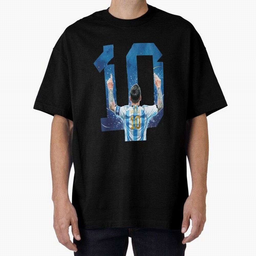 Messi 10 Argentina Oversized T-Shirt Show Fan Pride Across Global Football Passion for FIFA World Cup 2026, Centered on Messi, CR7 and Mbappe, Spain, Tournament Hype, Historic Matchups, Family Viewing Parties and Global Sports Pride; Perfect for