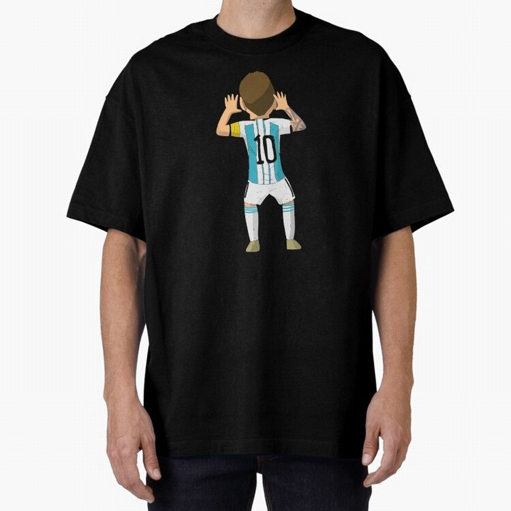 Cartoon Illustration Messi vs Netherlands World Cup Qatar 2022 Oversized T-Shirt Honor the Beautiful Game during FIFA World Cup 2026 Group Stage Spirit, Inspired by Netherlands, CR7 and Messi, Football Festival Excitement, Trophy Ambitions, Country