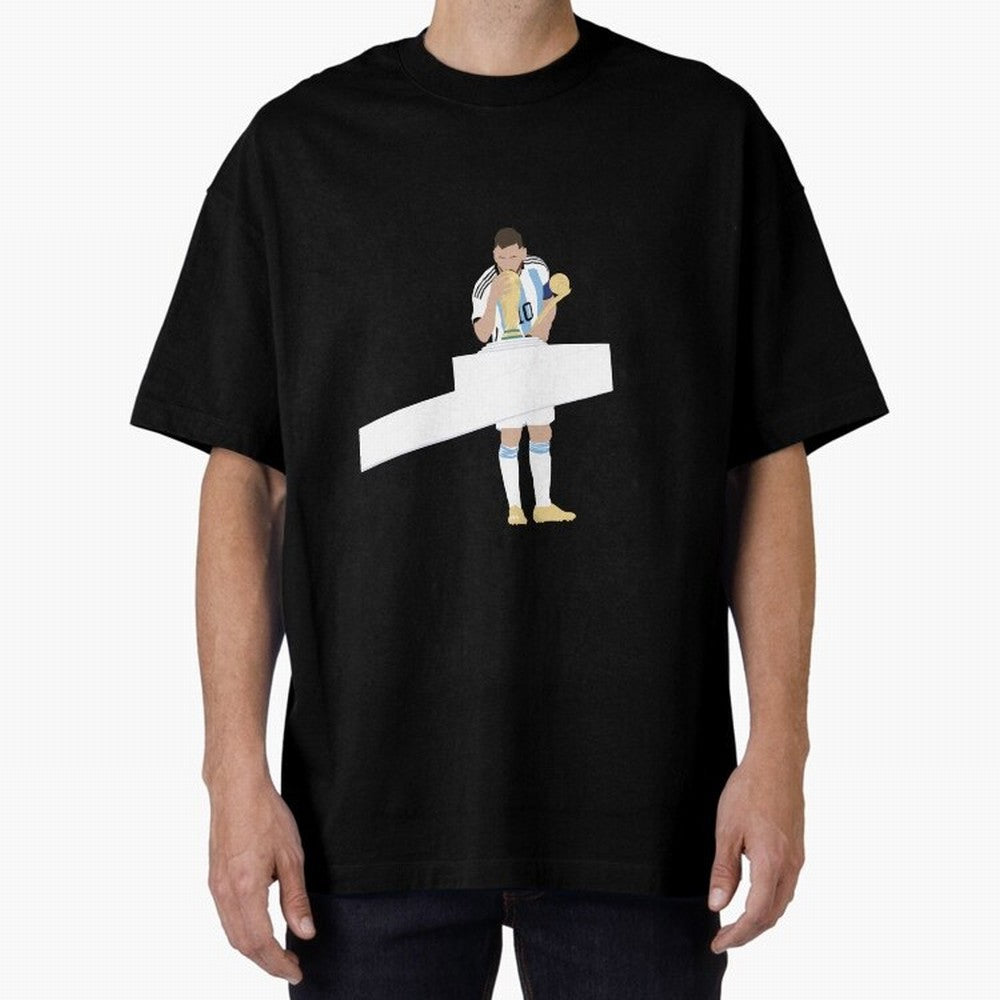 Messi minimalist design Oversized T-Shirt Support FIFA World Cup 2026 USA Canada Mexico for Fans of Messi, Neymar and Mbappe and France and Portugal, Bringing Sports Nostalgia, International Competition, Famous Players and Unforgettable Victories;