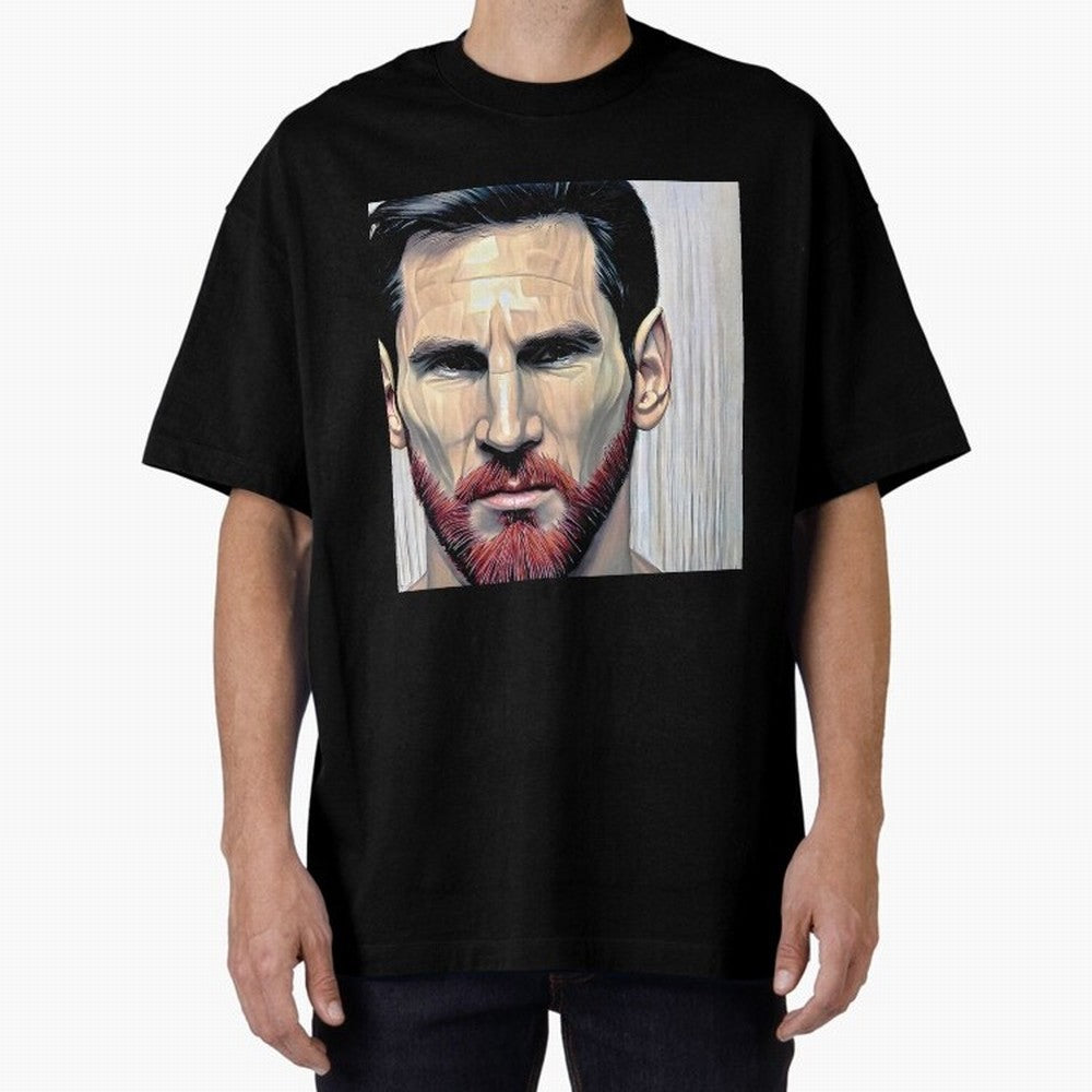 Cartoon-like Messi Oversized T-Shirt Stand with FIFA World Cup 2026 Group Stage Spirit, Centered on Brazil, Haaland and Mbappe, Classic Soccer Heritage, Championship Pressure, Fan Loyalty and International Pride; Ideal for Football Dads, Football