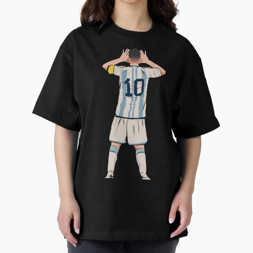 Lionel Messi Oversized T-Shirt Celebrate the Magic of the FIFA World Cup 2026 USA Canada Mexico Journey through Messi, CR7 and Mbappe Highlights, Spain Pride, Match Day Excitement, Supporter Culture, Golden Goals and Global Football Passion; Ideal