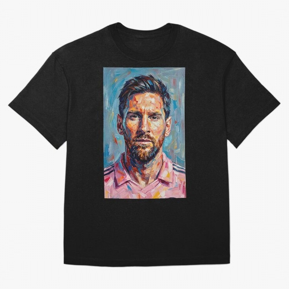 Portrait Painting of Lionel Messi Classic T-Shirt Fuel Your Fan Pride for FIFA World Cup 2026 Group Stage Built around Messi, CR7 and Mbappe, England, France and Netherlands Energy, Soccer Culture, Superstar Moments, National Team Dreams and