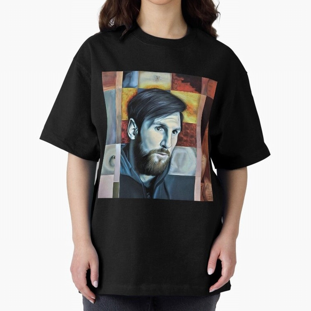 Messi on digital board Oversized T-Shirt Bring Retro Soccer Energy to FIFA World Cup 2026 USA Canada Mexico Spirit, Centered on Germany, Mbappe, Football History, Final Match Energy, Crowd Noise and Once in a Lifetime Moments; Great for Supporters