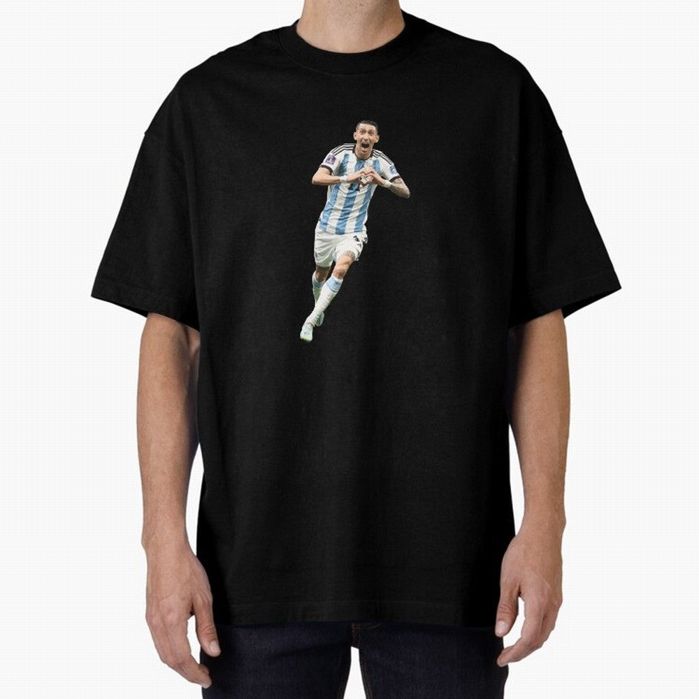Angel Di Maria Oversized T-Shirt Carry the Dream of Match Day Hype around FIFA World Cup 2026 Group Stage, Messi, England, France and Netherlands, Retro Football Energy, Iconic Rivalries, Trophy Chase Drama and Stadium Atmosphere; Ideal for Fans