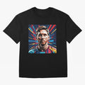 Lionel Messi Pop-Art Portrait Oversized T-Shirt Show Passion for the Stars of FIFA World Cup 2026 Group Stage Celebrating CR7, Argentina Energy, Worldwide Fan Energy, Dramatic Goals, Stadium Lights and Championship Celebrations; Ideal for Fans Who