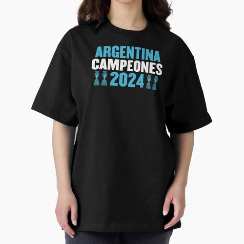 Argentina Campeones 2024 Oversized T-Shirt Bring Stadium Energy to FIFA World Cup 2026 USA Canada Mexico for Fans of Neymar, Haaland and Cristiano Ronaldo and Portugal, Bringing Sports Nostalgia, International Competition, Famous Players and