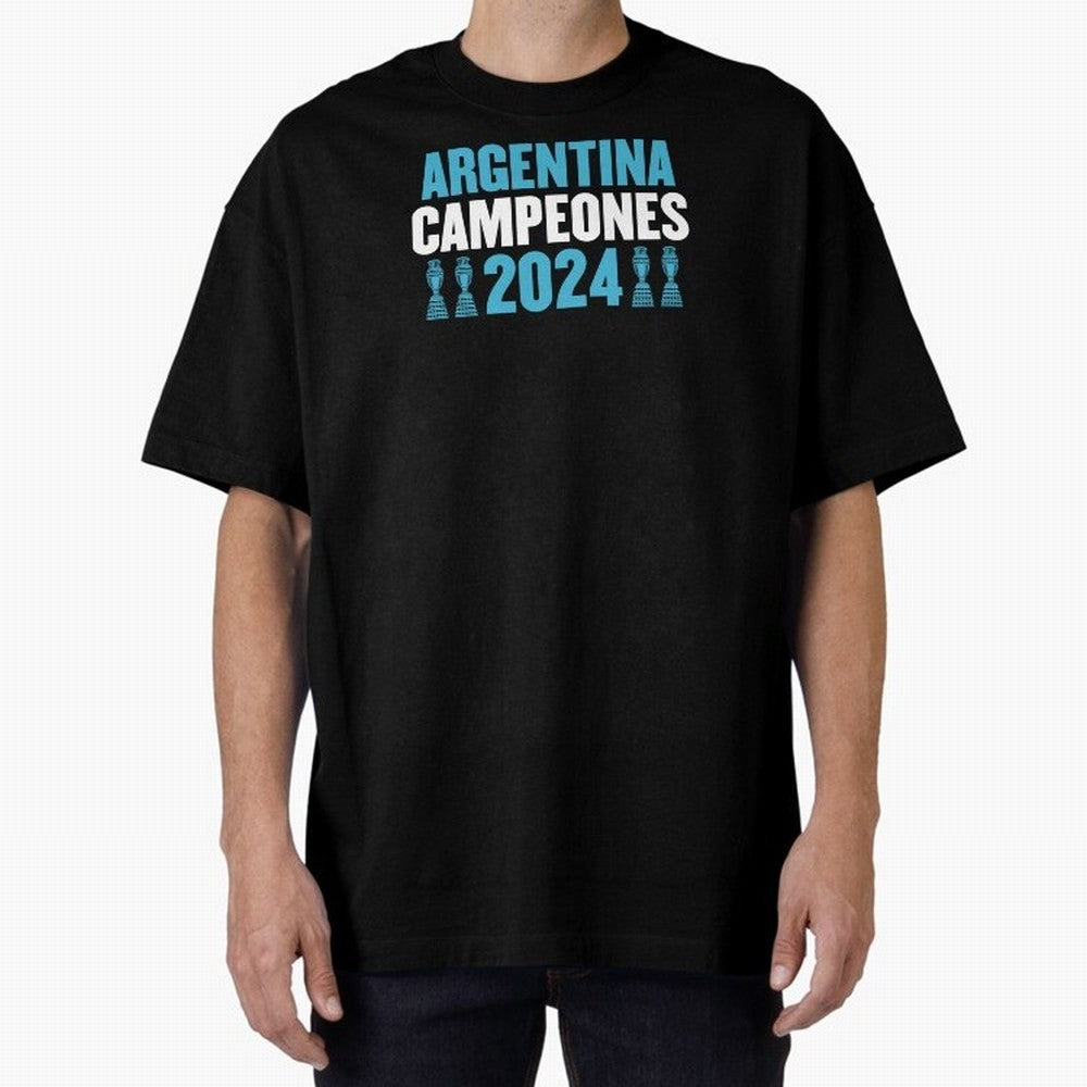 Argentina Campeones 2024 Oversized T-Shirt Bring Stadium Energy to FIFA World Cup 2026 USA Canada Mexico for Fans of Neymar, Haaland and Cristiano Ronaldo and Portugal, Bringing Sports Nostalgia, International Competition, Famous Players and