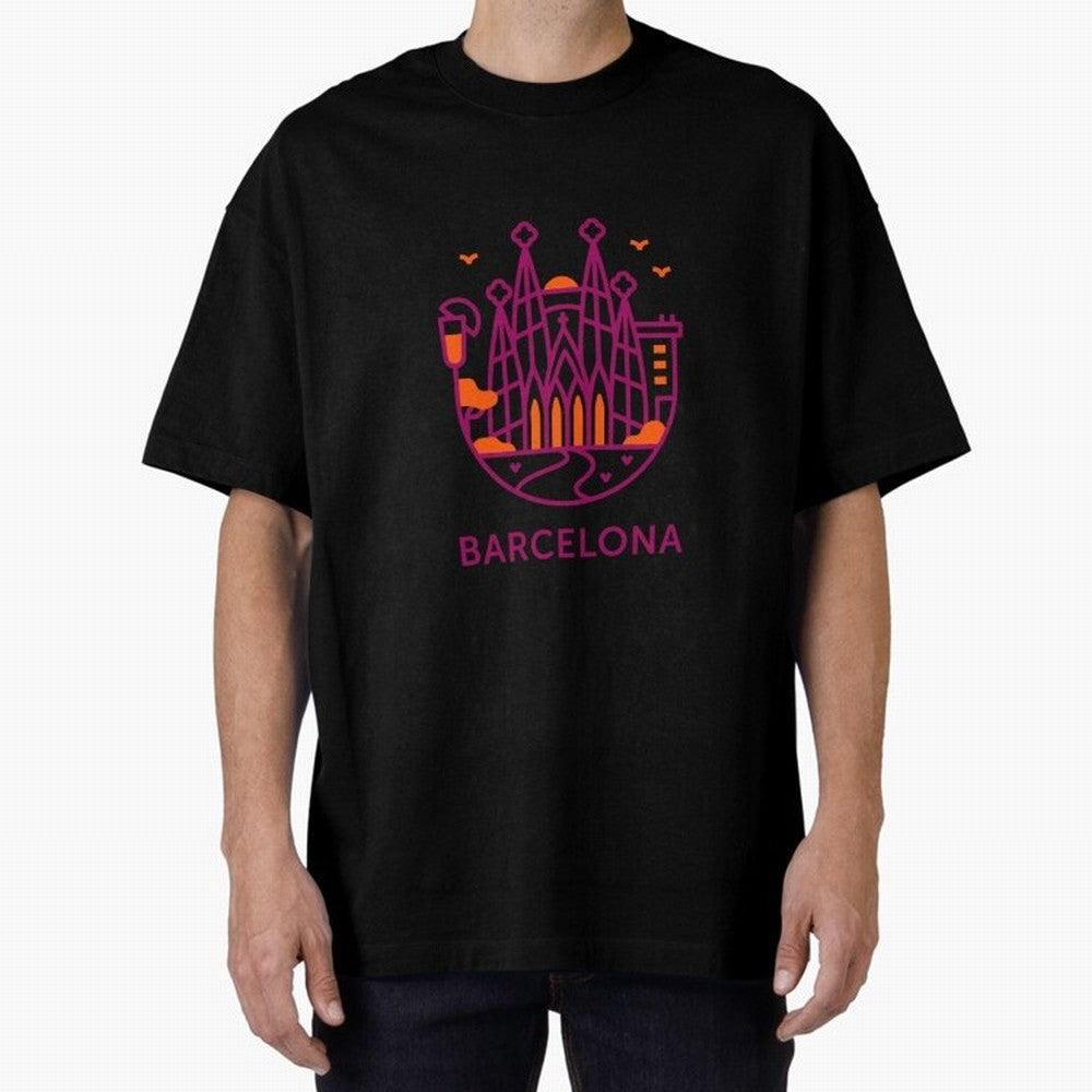 Luggage Barcelona Oversized T-Shirt Mark FIFA World Cup 2026 Spirit, Celebrating England, France and Netherlands, Messi, CR7 and Mbappe, Goal Celebration Energy, Supporter Heritage, Football Icons and Worldwide Tournament Joy; Perfect for