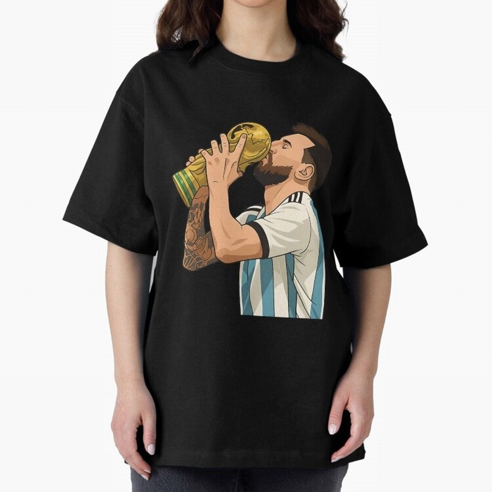Messi Cup Oversized T-Shirt Relive Legendary Nights from FIFA World Cup 2026 Group Stage Spirit, Connected to France and Portugal, Neymar, Supporter Pride, Iconic Celebrations, Legendary Names and Global Match Day Energy; Ideal for Fans Who Follow