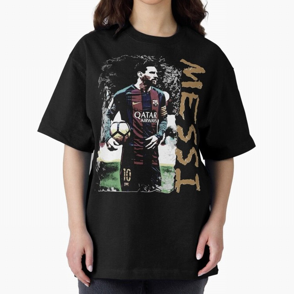 Messi Pop Art Portrait Oversized T-Shirt Capture FIFA World Cup 2026 Group Stage for Fans of Haaland and England and Germany, Bringing Football Passion, Legendary Performances, Festival Vibes and Supporter Community; Made for Die Hard Supporters,