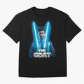 Messi Pop Art Portrait Oversized T-Shirt Celebrate Fan Culture around Global Football Passion for FIFA World Cup 2026 USA Canada Mexico, Capturing Neymar, Haaland and Cristiano Ronaldo, Brazil, Sports Nostalgia, International Competition, Famous