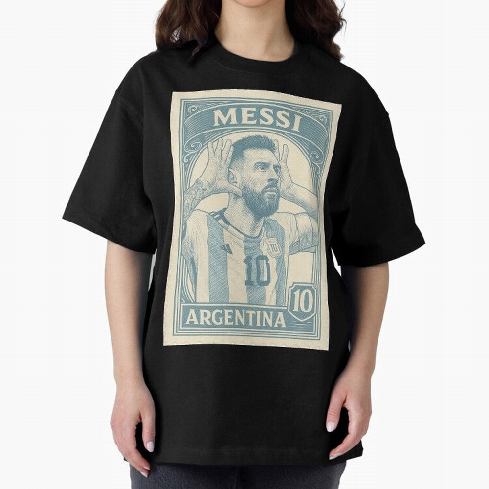 Lionel Messi Vintage Stamp Poster ¨C Argentina #10 Retro Football Art ¨C Barcelona Legend Illustration Classic T-Shirt Spotlight FIFA World Cup 2026 Group Stage Capturing Messi, Neymar and Mbappe, Portugal, Spain and Germany Energy, Stadium Chants,