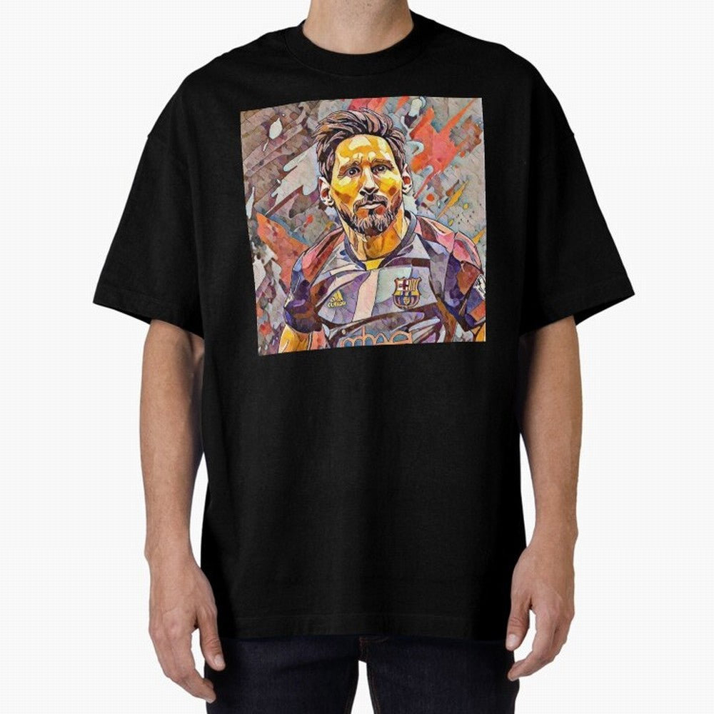 Messi art Oversized T-Shirt Show Fan Pride Across Match Day Hype around FIFA World Cup 2026, Mbappe and Neymar, Germany, Retro Football Energy, Iconic Rivalries, Trophy Chase Drama and Stadium Atmosphere; Built for Supporters Chasing Trophy Dreams,