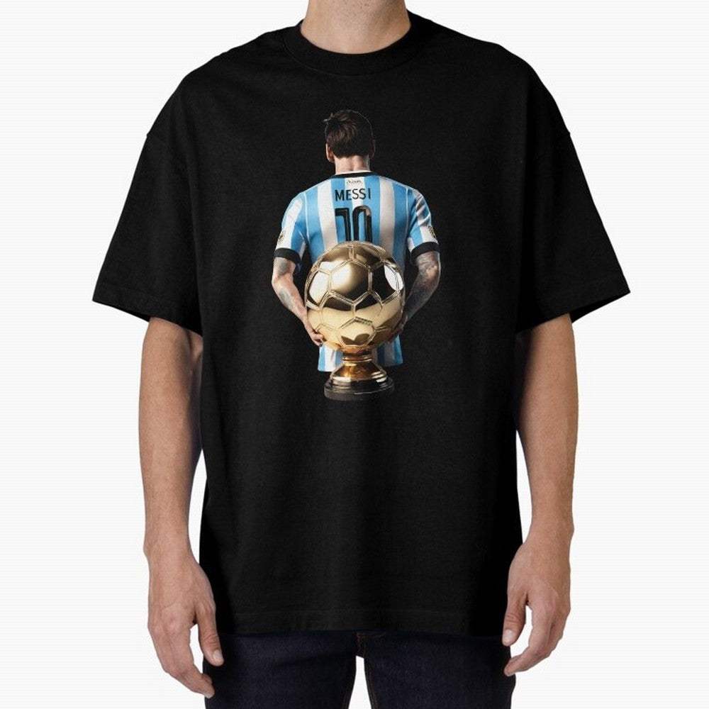 Soccer football lionel messi Barcellona Argentina illustration Oversized T-Shirt Carry the Dream of FIFA World Cup 2026 USA Canada Mexico Celebrating Mbappe, Portugal, Spain and Germany Energy, Match Day Excitement, Supporter Culture, Golden Goals