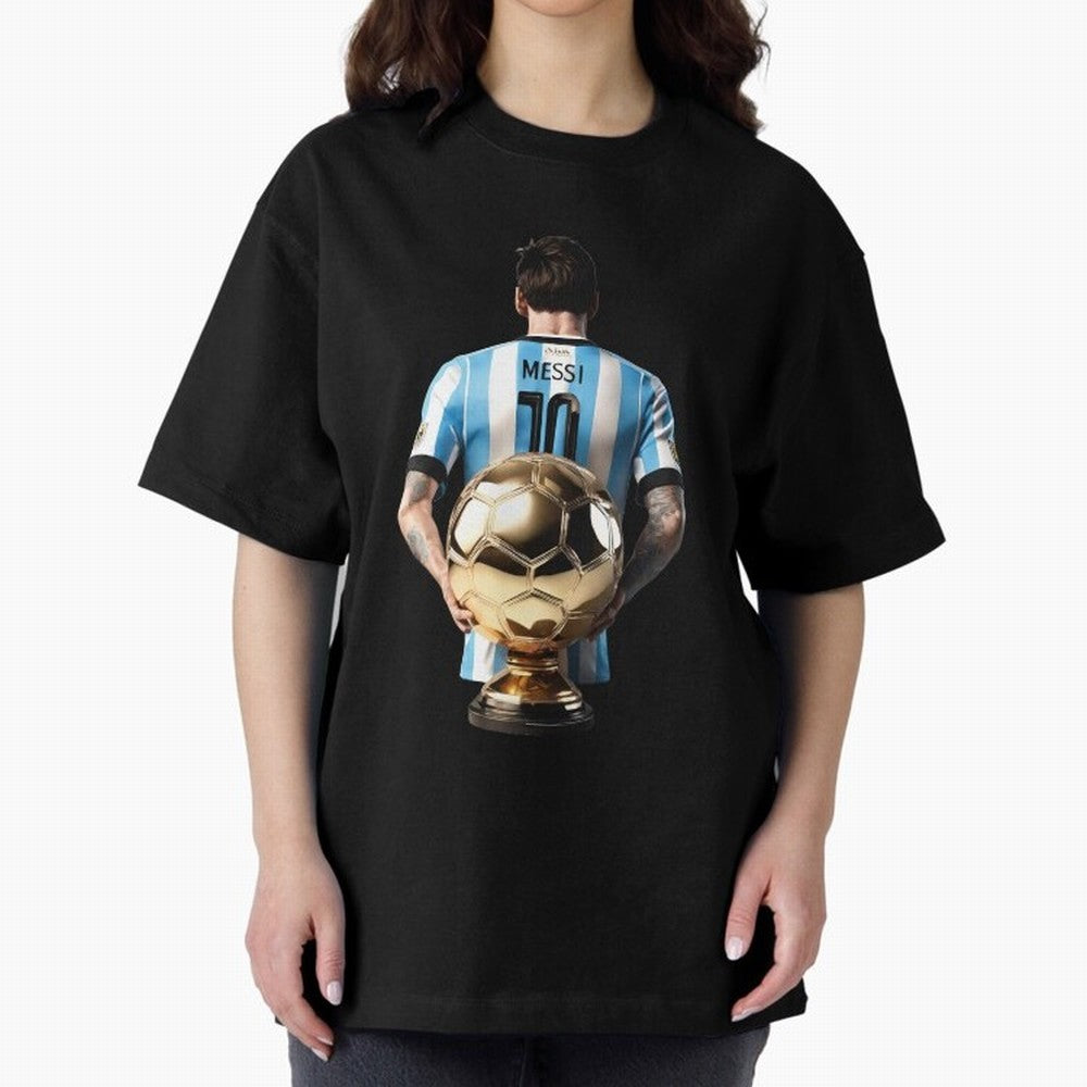 Soccer football lionel messi Barcellona Argentina illustration Oversized T-Shirt Carry the Dream of FIFA World Cup 2026 USA Canada Mexico Celebrating Mbappe, Portugal, Spain and Germany Energy, Match Day Excitement, Supporter Culture, Golden Goals