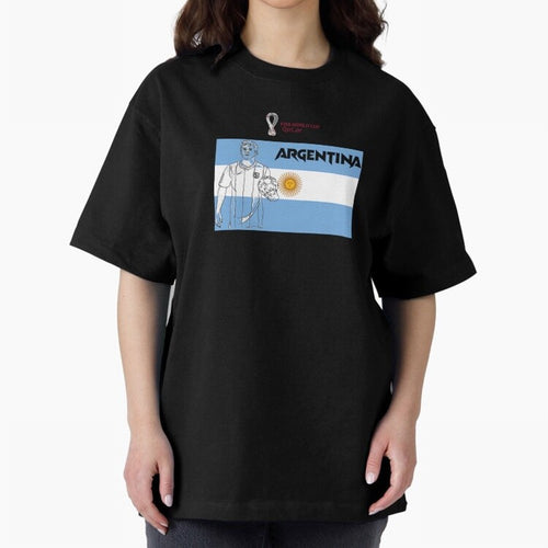 Argentina - FIFA World Cup - Qatar 2022 Oversized T-Shirt Showcase Global Football Passion for FIFA World Cup 2026, Built around Messi, Brazil, Global Supporter Spirit, Legendary Goals, National Colors and Tournament Celebration; Perfect for