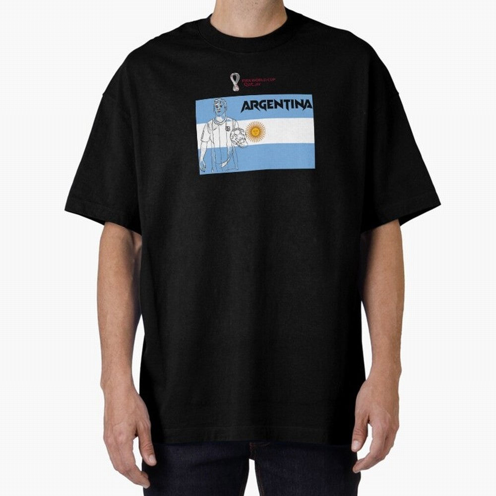 Argentina - FIFA World Cup - Qatar 2022 Oversized T-Shirt Showcase Global Football Passion for FIFA World Cup 2026, Built around Messi, Brazil, Global Supporter Spirit, Legendary Goals, National Colors and Tournament Celebration; Perfect for