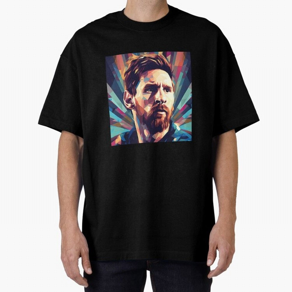 Lionel Messi Portrait Abstract Digital Football Player Classic T-Shirt Celebrate Football Dreams Across FIFA World Cup 2026 Group Stage for Fans of Cristiano Ronaldo and England, Bringing Football History, Final Match Energy, Crowd Noise and Once