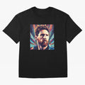 Lionel Messi Portrait Abstract Digital Football Player Classic T-Shirt Celebrate Football Dreams Across FIFA World Cup 2026 Group Stage for Fans of Cristiano Ronaldo and England, Bringing Football History, Final Match Energy, Crowd Noise and Once