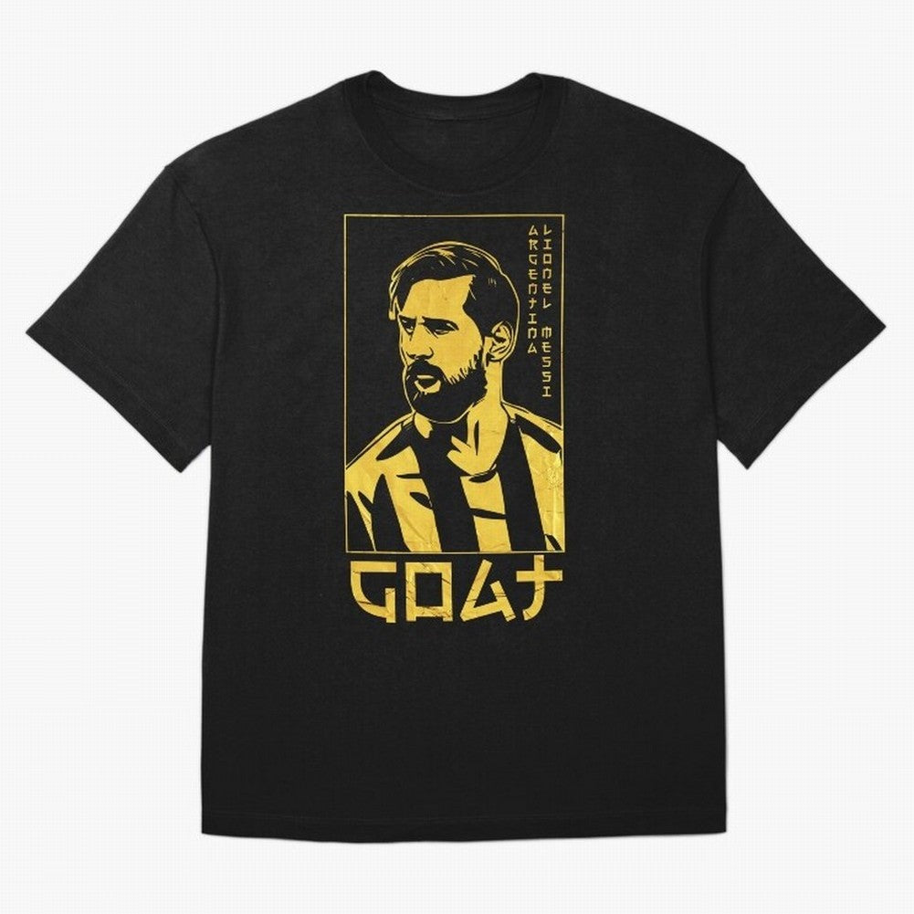 Lionel Messi Golden Style Portrait art illustration Classic T-Shirt Spotlight FIFA World Cup 2026 Made for Mbappe, Spain and Netherlands Energy, Retro Football Energy, Iconic Rivalries, Trophy Chase Drama and Stadium Atmosphere; Ideal for Football